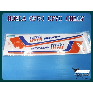 HONDA CF50 CF70 CHALY STICKER "BLUE" &amp; "ORANGE" SET PAIR // สติ๊กเกอร์ชาลี สีน้ำเงิน-ส้ม เคลือบเงา งานพิมพ์ละเอียด คมชัด