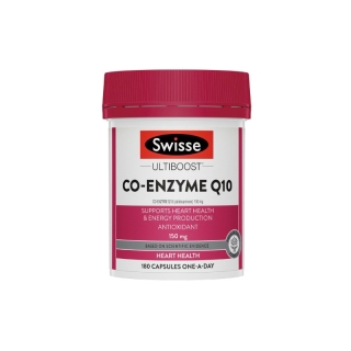 Swisse Ultiboost Co-Enzyme Q10 180 Capsules (EXP:02 2025) ชน์ของโคเอนไซม์คิวเทน แคปซูล บำรุงหัวใจ ระบบไหลเวียนเลือด 180 แคปซูล