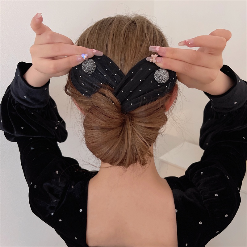 เกาหลีย้อนยุค Organza เลื่อม Twist Bun กิ๊บติดผมผม Bun สไตล์ Hairpin เครื่องประดับผมสําหรับผู้หญิง