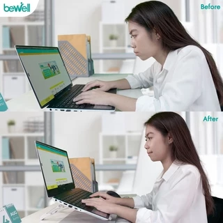 Bewell แท่นวางโน้ตบุ๊ก เพื่อสุขภาพ ป้องกันอาการไหล่ห่อ บรรเทาปวดกล้ามเนื้อคอ บ่า น้ำหนักเบา พกพาสะดวก