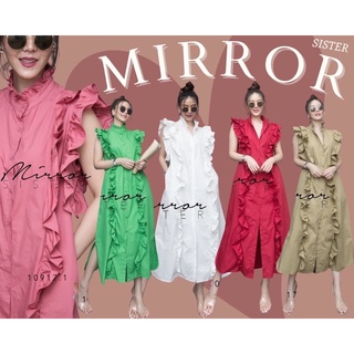 MiRRoRSiSTER’s SoRA FRiLLed DReSS SHiRT #10917.1 เดรสเชิ้ต เดรสไปงาน เดรสแขนกุด ชุดเดรส แมกซี่เชิ้ต แมกซี่ไปงาน