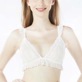 BSC Lingerie ชุดชั้นในลูกไม้เซ๊กซี่ ผ้าซีทรู ผ้าพลีท รูปเเบบ See Through Bra บราไร้โครง-BB2124 BL,IV