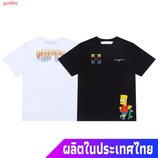 gothic ซิมป์สันเสื้อยืดแขนสั้น ﺴOFF OW WHITE Spring / Summer 2021 New Simpson พิมพ์เสื้อยืดแขนสั้นขนาดใหญ่ Simpson Sport