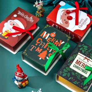 1Pcs Christmas Book Shape Boxs Gift Bag Candy Box