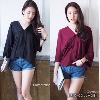 เสื้อเชิ้ตคอวี ผ้าไหมญี่ปุ่น