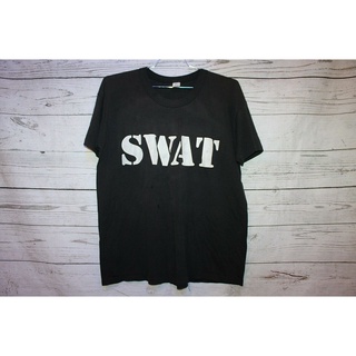 คอลูกเรือเสื้อยืดคอกลมขายดี เสื้อยืดลําลอง แขนสั้น พิมพ์ลายตํารวจ SWAT 1980s 1990s ขนาดใหญ่ สไตล์วินเทจ เรโทร LKanin43GN