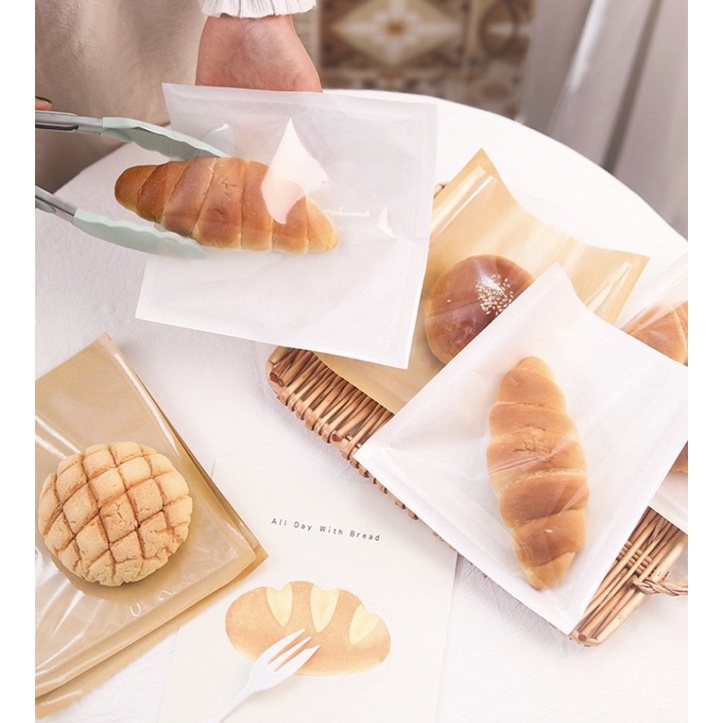 ถุงใส่ขนมปังขนาด ถุงขนมปัง (แพค100ใบ) ใบ ถุงโดนัท ถุงขนมหน้าต่างใส ถุงเค้ก เบเกอรี่ หน้าต่างใส ใส่ขนม คุกกี้ ครัวซองท์ - รูปที่ 2