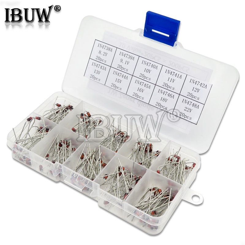 10 ค่า * 20PCS Zener Diode Assortment igmopnrq diy ชุดอิเล็กทรอนิกส์แพ็ค 8.2V 9.1V 10V 11V 12V 13V 1