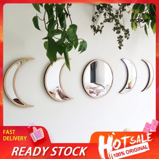 Erd - A 3 / 5 ชิ้น Moon Phase กระจกอะคริลิคสําหรับติดตกแต่งผนังห้องนอนห้องนั่งเล่น