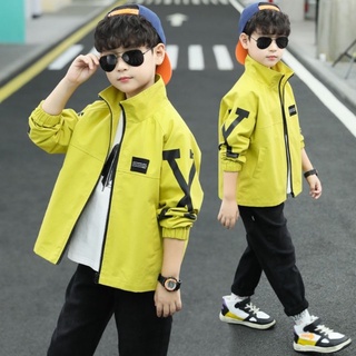 【พร้อมส่ง】เสื้อแจ็กเก็ตลําลอง แฟชั่นฤดูใบไม้ผลิ และฤดูใบไม้ร่วง สไตล์ตะวันตก สําหรับเด็กผู้ชาย