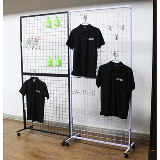 ชั้นแขวนของมีล้อ แขวนของขาย แขวนฮุกได้ สีดำ/สีขาว Store Displays, Metal Display Rack40*90*180
