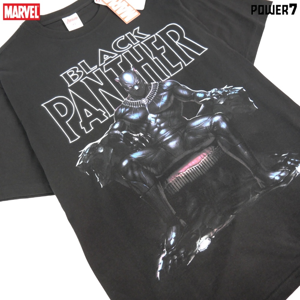 Power 7 Shop เสื้อยืดการ์ตูน มาร์เวล Black Panther ลิขสิทธ์แท้ MARVEL COMICS  T-SHIRTS (MVX-160) - รูปที่ 3
