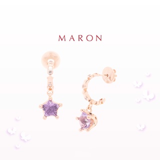 MARON - Mythical Stars Dangle Earring with Amethyst (7.2mm) ต่างหูพลอยดาว พลอยอเมทิสต์ เงินแท้925