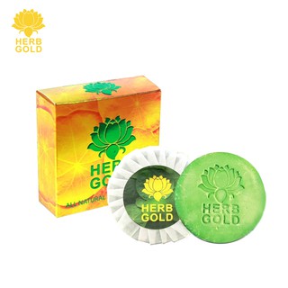 **มี 2 แบบให้เลือก ** HERB GOLD Soap เฮิร์บ โกลด์ สบู่ สบู่ล้างหน้า สบู่หน้าใส สบู่ล้างหน้าใบบัวบก ขนาด 50g.