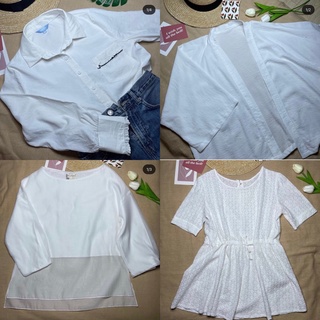 เสื้อขาวเกาหลี ผ้าลินิน/ผ้าฝ้ายมือสอง [พร้อมส่ง!]