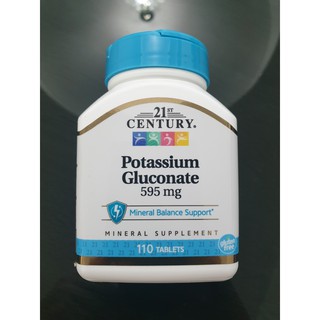 โพแทสเซียม 21st Century, Potassium Gluconate, 595 mg, 110 Tablets