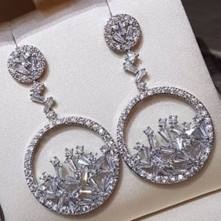 Diamond Earring  ต่างหูห้อยเพชรกลม