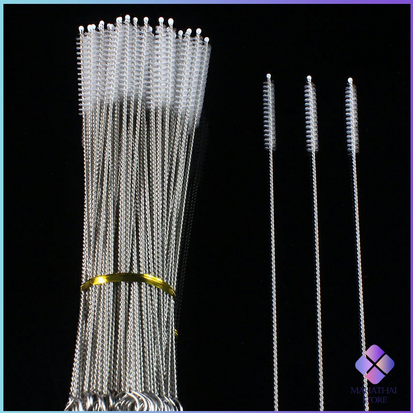 MahaThai แปรงล้างหลอดดูด จุกนม ขนไนล่อน ไม่ทำให้เป็นรอย  Stainless steel soft straw straw brush - รูปที่ 3