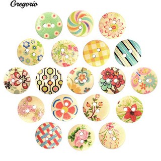 Gregorio 100Pcs Mixed Multicolor 2Hole ปุ่มเย็บผ้าเย็บผ้าสมุดบันทึกขนาด 15 มม