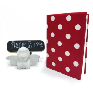 ปกผ้าพื้นแดง ลายPolka Dot เนื้อผ้าคอตต้อน ขนาด 7" ( Pocket Book )