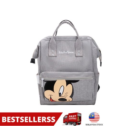 Mickey Mouse กระเป๋าเป้สะพายหลัง ANELLO ขนาดใหญ่ จุของได้เยอะ สําหรับใส่ผ้าอ้อมสตรีตั้งครรภ์
