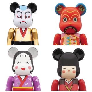 (ของแท้) Be@rbrick 100% Kabuki (Gold Metallic), Buriki Kingyo, Okame, Kokebrick 3 (Bearbrick)
