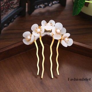 Hanfu Costume Handmade Hairpin Fresh Flower Faux Pearl U-Shaped Headwear Ancient Style Cheongsam Hair Ornaments