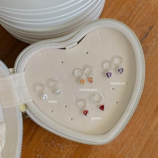 SissyJewelry // ต่างหูเงินแท้ รุ่น Lindo heart stud ประดับ พลอยหัวใจ มี 4 สี ต่างหูจิ่ว ใส่ติดหู ต่างหูแฟชั่น