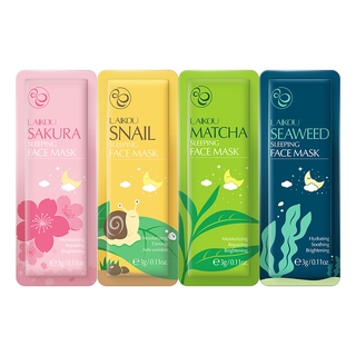 Laikou Cherry blossoms Sakura Matcha มาส์กหน้าให้ความชุ่มชื้นลดเลือนสิว 4 ชิ้น.