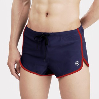 Noxx Swim Shorts: กางเกงว่ายน้ำ ขาสั้น สีกรมท่า กุ๊นแดง