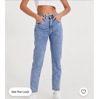 PB👖PULL&amp;BEAR BASIC MOM JEANS กางเกงยีนส์ขายาวทรงmomเอวสูงแบรนด์