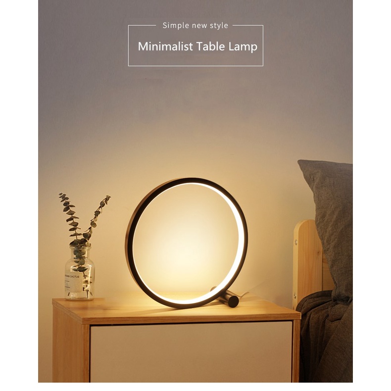 โคมไฟตั้งโต๊ะLED Circle Table Lam Mini Desk Bedside Lam Warm White ...