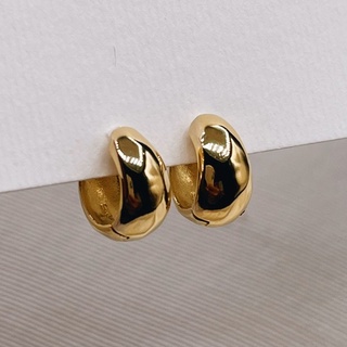 Tiny Rounded Huggies, 18K Gold Plated Sterling Silver Earrings E0134 | เงินแท้ 925 ชุบทองเเท้ 18 กะรัต