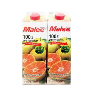 มาลี น้ำส้มเขียวหวาน100% พาสเจอร์ไรซ์ ขนาด 1L ยกแพ็ค 2กล่อง MALEE ORANGE JUICE PASTERIZED