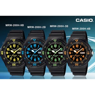 Casio แท้ นาฬิกาผู้ชาย สไตล์สปอร์ต MRW-200H สายดำ กรอบดำ