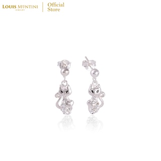 Louis Montini (Jewelry) Sterling Silver 925 Earrings ต่างหูเงินแท้ 92.5% ต่างหูผู้หญิง รูปแมว LJER39