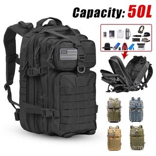 50L Large Capacity Men Army Military Tactical Backpack 3P Softback Outdoor Waterproof Bug Rucksack Hiking Camping Huntin