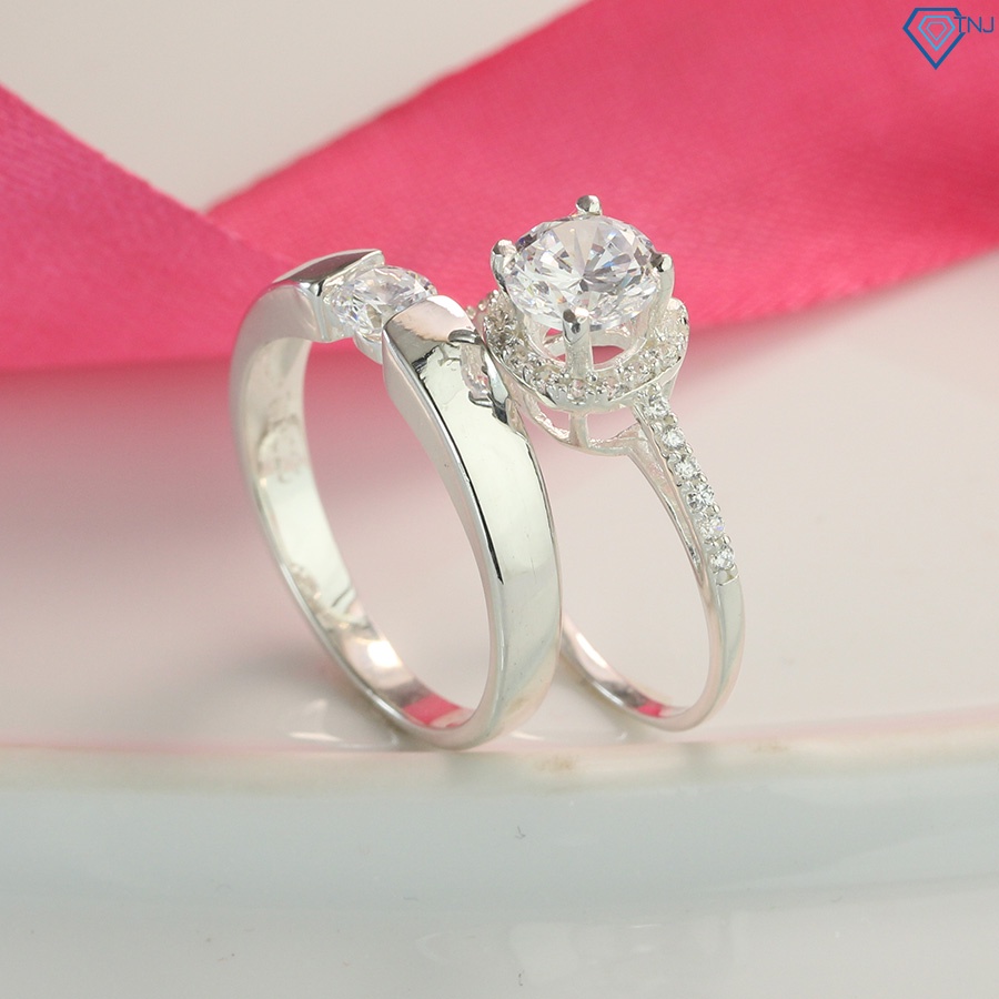 แหวนคู่เงินสําหรับผู้ชายและผู้หญิงมีหินสลักชื่อ ND0432 TNJ Jewelry