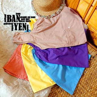 เสื้อกระเช้าคอถักผ้าฝ้ายสี่พื้น