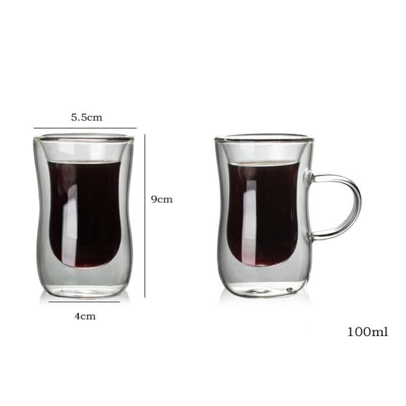 แก้วเอสเพรสโซ่ 2 ชั้น แก้วกาแฟ Espresso Glass Cup 100ml  เกรดA