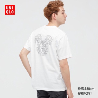 Uniqlo (UT) เสื้อยืดแขนสั้น ผ้าฝ้าย พิมพ์ลายมิกกี้เมาส์ สําหรับผู้ชายและผู้หญิง