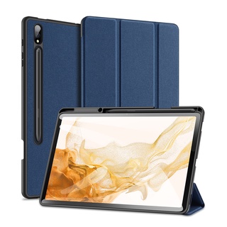 Dux Ducis เคสหนัง ฝาพับ กันกระแทก พร้อมช่องใส่ปากกา สําหรับ Samsung Galaxy Tab S8 Ultra S8 Plus