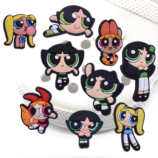 Jibits อุปกรณ์เสริม เข็มกลัด ลายการ์ตูนผู้หญิง สําหรับตกแต่งรองเท้า crors Powerpuff Girls Series