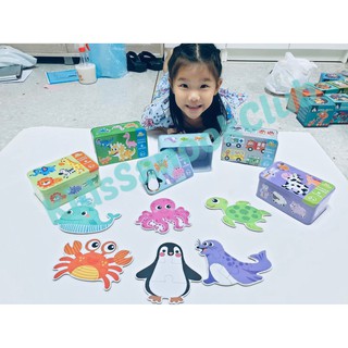 พร้อมส่ง!! 🚗 LARGE JIGSAW  PUZZLE ชิ้นใหญ่สำหรับเด็ก พร้อมกล่องเหล็ก