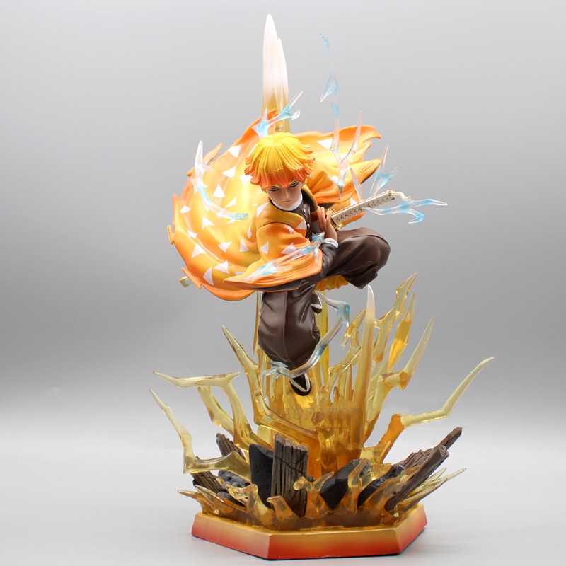 โมเดลฟิกเกอร์ PVC อนิเมะ Demon Slayer: Kimetsu no Yaiba Agatsuma Zenitsu Illuminated GK ขนาด 31 ซม. ของเล่นสําหรับเด็ก