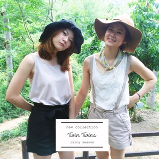 เสื้อกล้ามผ้ายืด เนื้อเบา ใส่สบาย - WHITE &amp; BEIGE