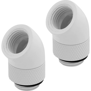 CORSAIR HYDRO X Series FITTING 45° Rotary Adapter Twin Pack (2ตัว)— White : CX-9055007-WW