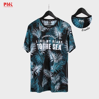 เสื้อยืดผ้าเรียบ นิ่ม ไม่ย้วย Summer Life   สีดำ 12TKJ01 - PMK Polomaker