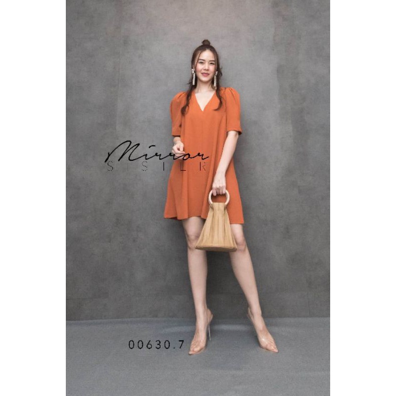 🏷️Mirrorsister #00630.7 เดรสสั้นทรงเบสิค เดรสแขนสั้น สีสดใส ชุดทำงาน ไปเที่ยว - รูปที่ 3