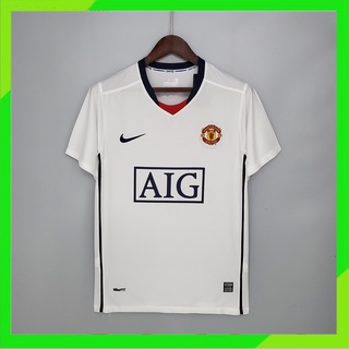 เสื้อกีฬาแขนสั้น ลายทีมชาติฟุตบอล MU Away Man Utd 08-09 ชุดเยือน สไตล์เรโทร